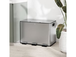 Poubelle tri sélectif 3 compartiments en acier inoxydable argent 49,6x34,5x38,6 cm