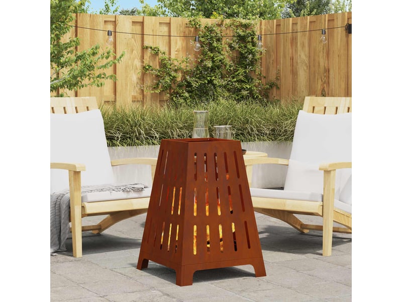  Brasero exterieur, foyer rouillé 50x50x70 cm acier patiné  - Conforama B