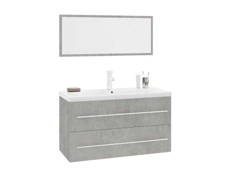  Ensemble de meubles de salle de bain 3 pcs gris béton cf63781  - Conforama A