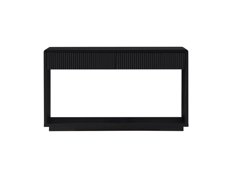  Console d’entrée moderne 150 cm noir charbon avec 2 tiroirs et étagère ouverte  - Conforama A