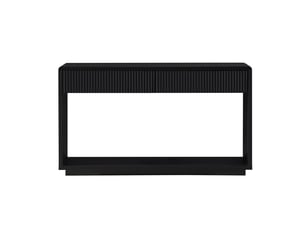Console d’entrée moderne 150 cm noir charbon avec 2 tiroirs et étagère ouverte