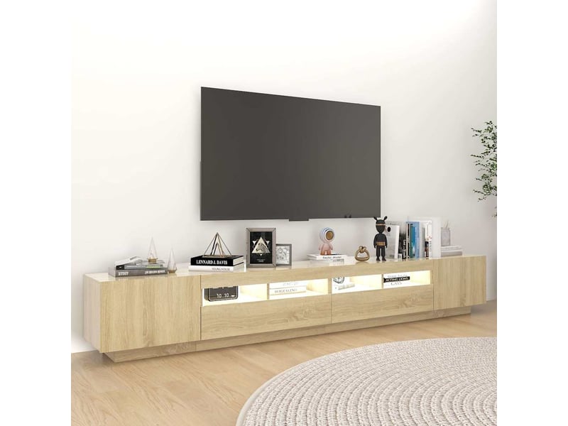  Meuble tv - banc tv - meuble de rangement avec lumières led chêne sonoma 260x35x40 cm  - Conforama C