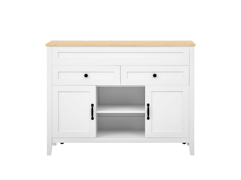  Îlot de cuisine avec table extensible 120x40x92 cm en mdf blanc et bois clair  - Conforama E