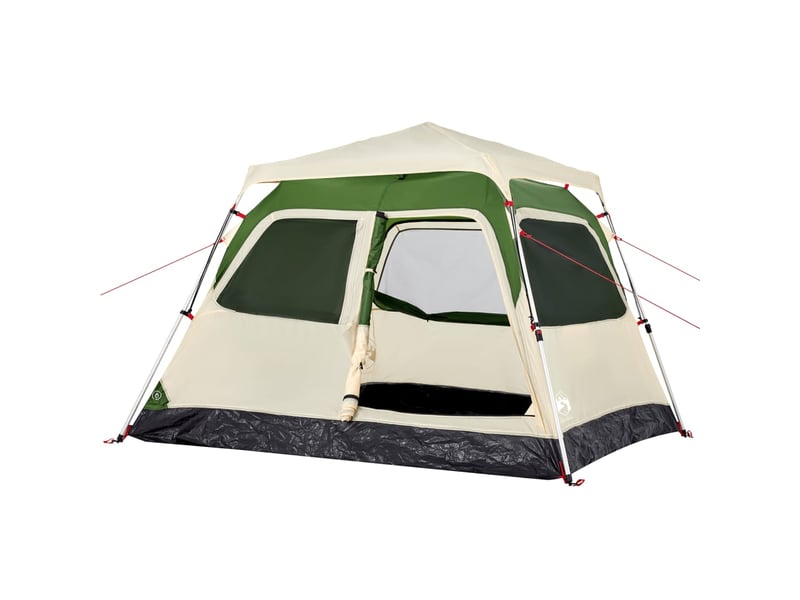 Tente de camping, tente à dôme 4 personnes vert libération rapide shl27832 - Conforama D