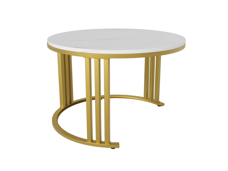  Tables basses gigognes avec 2 tiroirs pour salon en mdf 70×70×46 et 50×50×40 cm blanc et or  - Conforama D