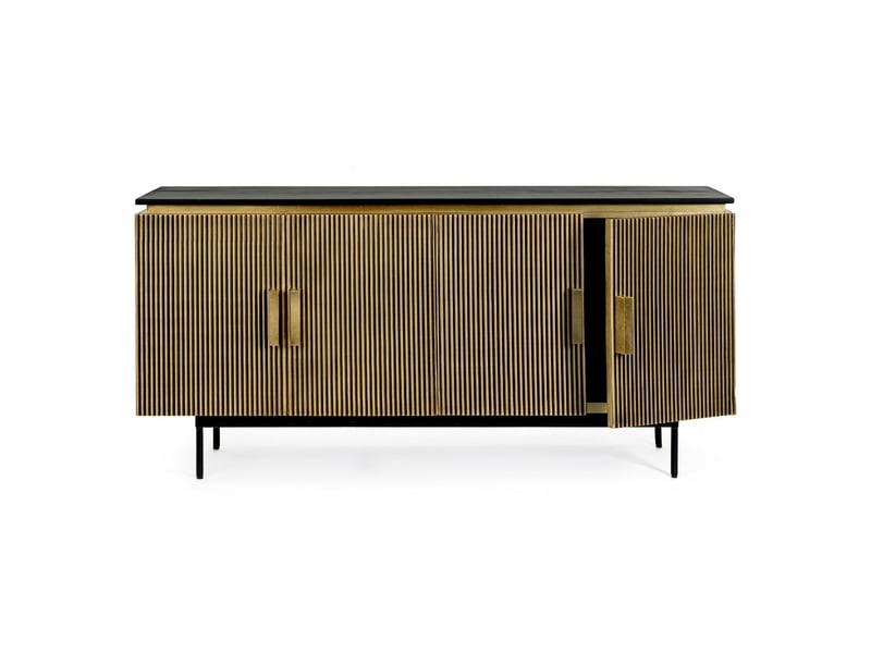 Buffet moderne doré et noir 4 portes 160 cm dorado - Conforama D