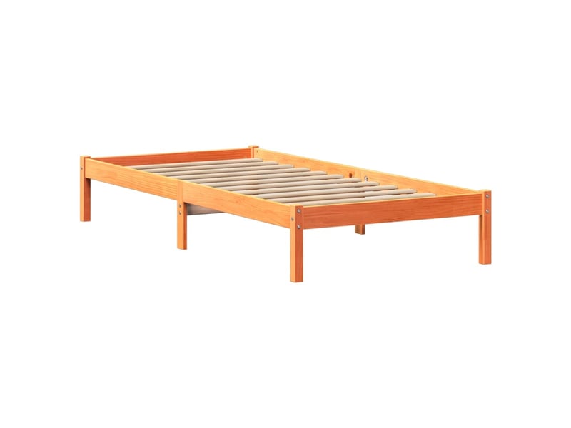  Lit simple- lit adulte -  lit bibliothèque sans matelas  marron 100x200 cm pin massif  - Conforama D