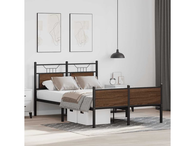  Lit double- lit adulte -  cadre de lit sans matelas chêne marron 120x190 cm  - Conforama D