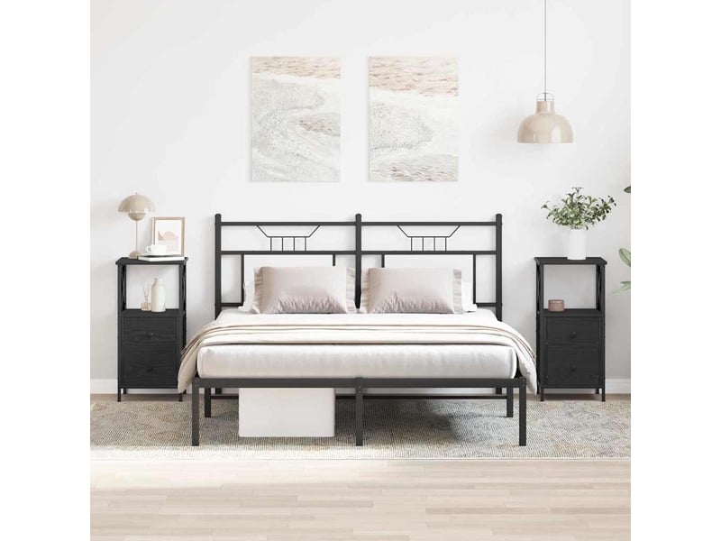 Table de chevet 2 pièces chêne noir 34 x 35,5 x 70 cm - Conforama D
