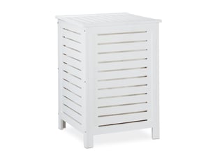 Panier à linge style campagnard salle de bain 60 x 40 x 40 cm avec couvercle en bois de pin blanc 13_0009013