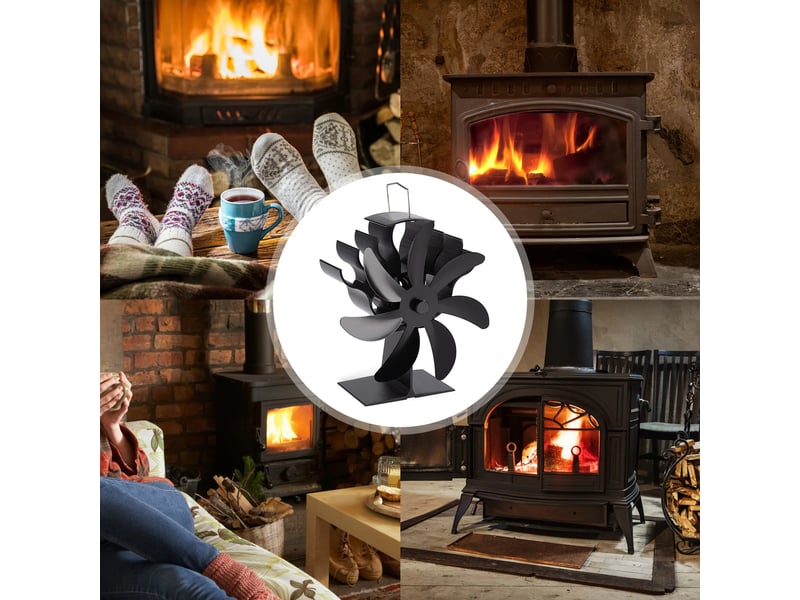  Ventilateur thermique, silencieux, distribution efficace de la chaleur pour poêle à bois, bûcheron domestique, noir  - Conforama B