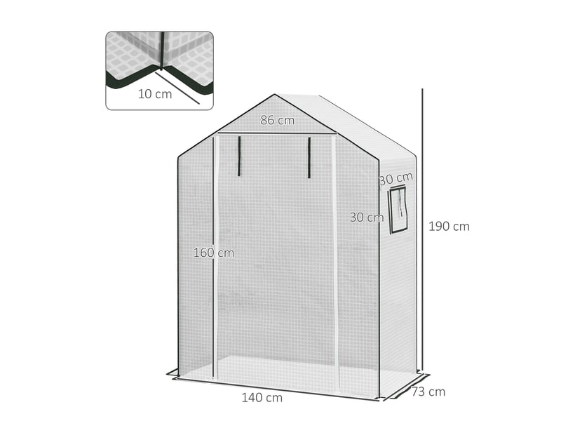  Bâche de remplacement pour serre 140x73x190 cm – blanche – pe renforcé avec porte zippée et fenêtre  - Conforama C