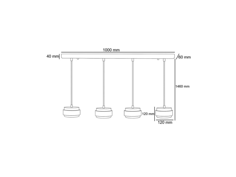  Luminaire design 4 suspensions en travertin et bois effet noyer iris  - Conforama C