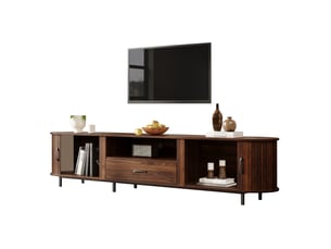 Meuble tv coloris bois foncé 180 cm <strong>FLORAGRACE</strong>  <strong></strong>
