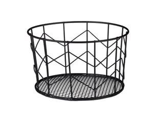 Corbeille de rangement ronde vintage 12,5 x 22 cm pour accessoires bureau déco en métal noir 13_0006987