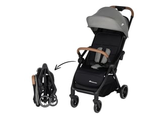 Poussette citadine ultra compacte 0-22 kg avec pliage automatique 3 positions dossier inclinable harnais 5 points noir
