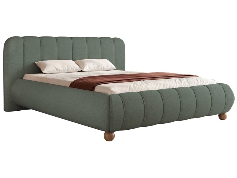  Selsey malunna - lit rembourré sur pieds boules - 180x200 cm - chenille vert sauge Malunna - Conforama A