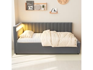 Lit banquette 90x200 cm <strong></strong>  <strong></strong> coloris gris