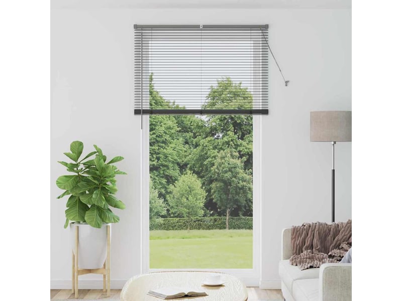 Store vénitien, store de fenêtre gris foncé 220 x 120 cm 25 mm aluminium cf47914 - Conforama B