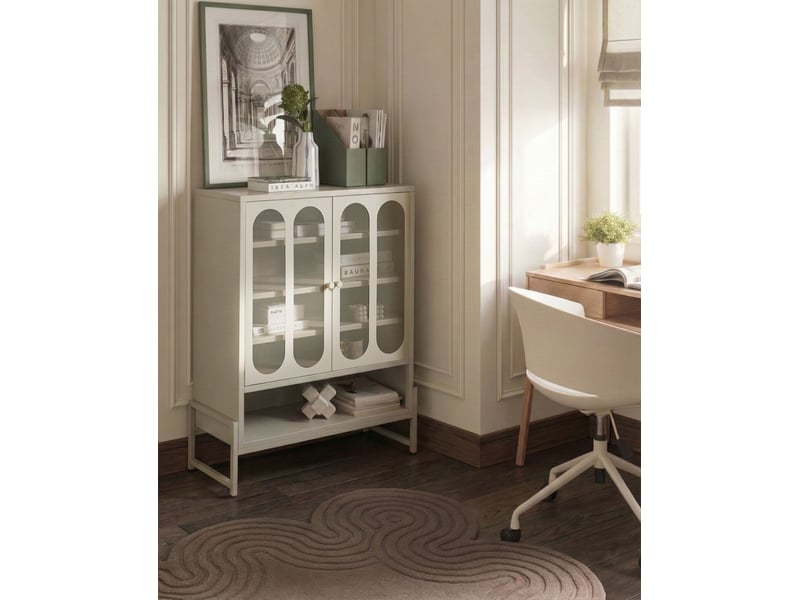 Commode 2 portes soletta métal beige  - Conforama B