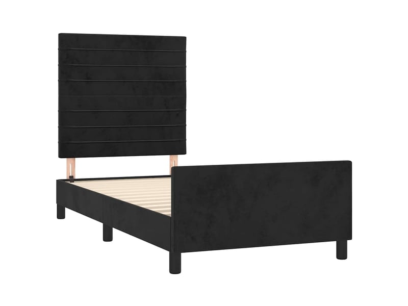 Lit simple- lit adulte -  cadre de lit sans matelas noir 80x200 cm velours  - Conforama C