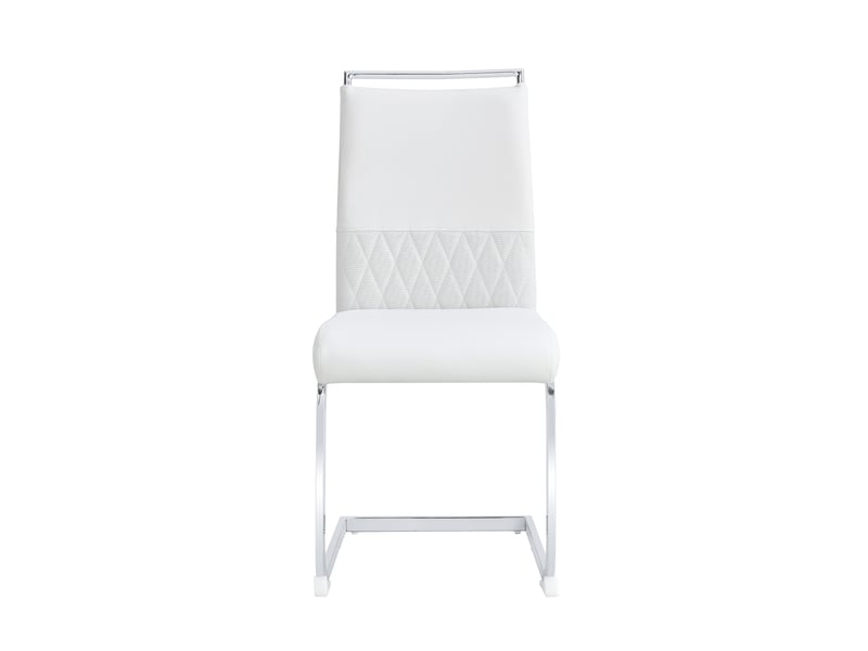  Lot de 2 chaises blanches modernes en simili-cuir et lin – parfait pour cuisine ou bureau  - Conforama E