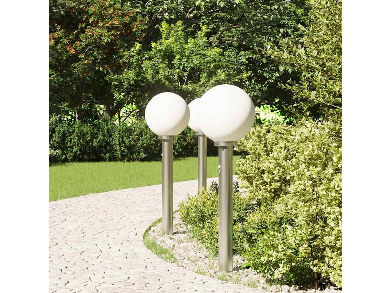 Lot de 3 borne lumineuse avec détecteur 80 cm acier inoxydable ip44 shl43026  - Conforama C