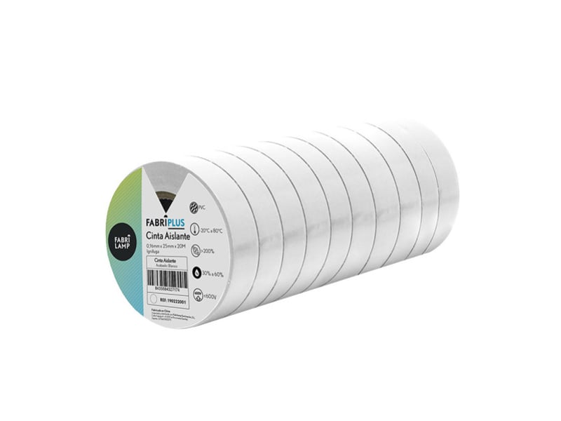  Ruban isolant pvc fabrilamp aislante 25 mm x 20 m blanc 190222001 - Conforama C