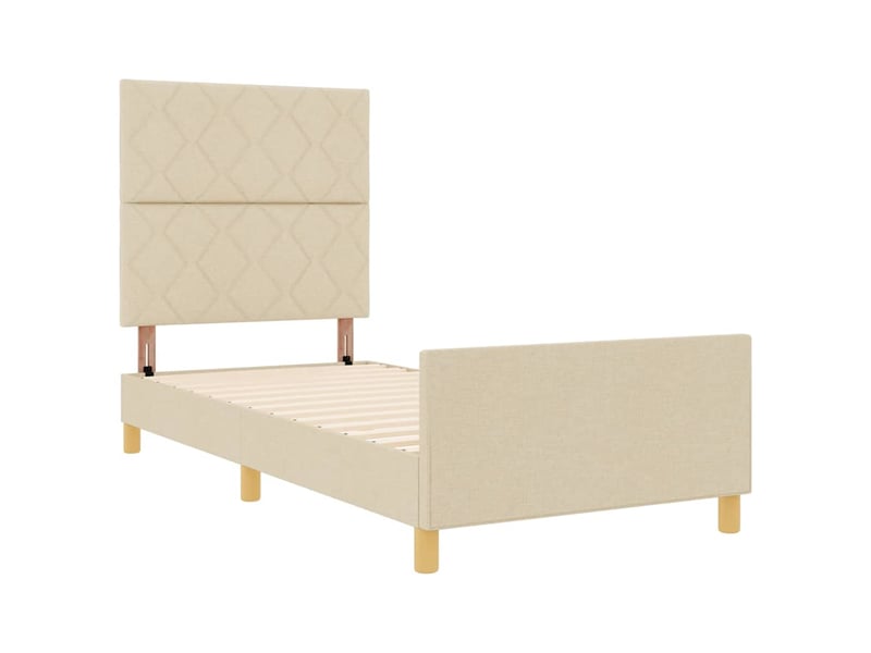  Lit simple- lit adulte -  cadre de lit avec tête de lit crème 100 x 200 cm tissu  - Conforama C