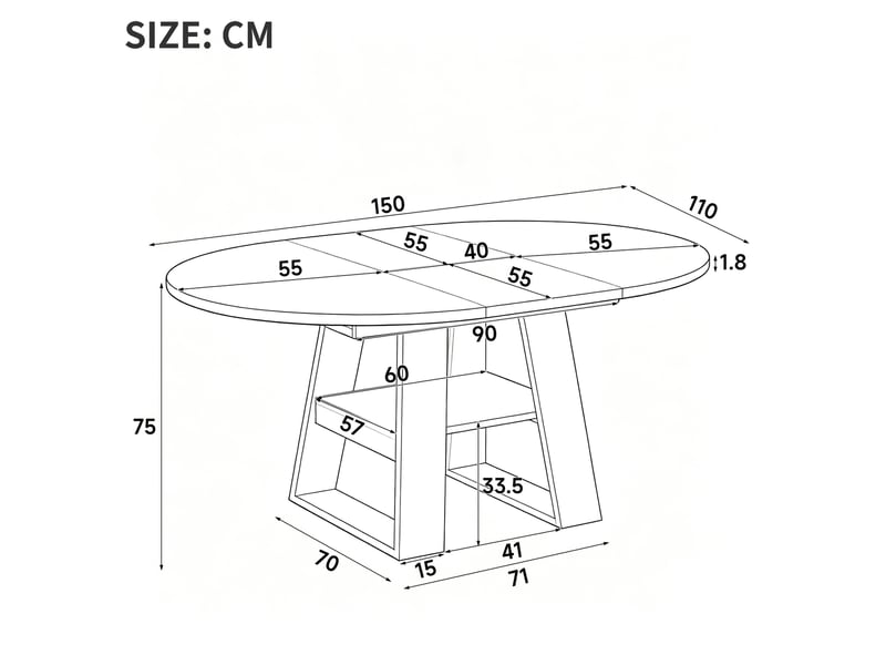 Table de salle à manger extensible pour 4 à 6 personnes avec plateau et rangement intégré en mdf noyer 150 × 110 cm - Conforama C