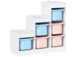 Meuble de rangement pour jouets des enfants avec 6 bacs amovibles, 3 niveaux de rangement, multicolore, 96 x 38,5 x 90