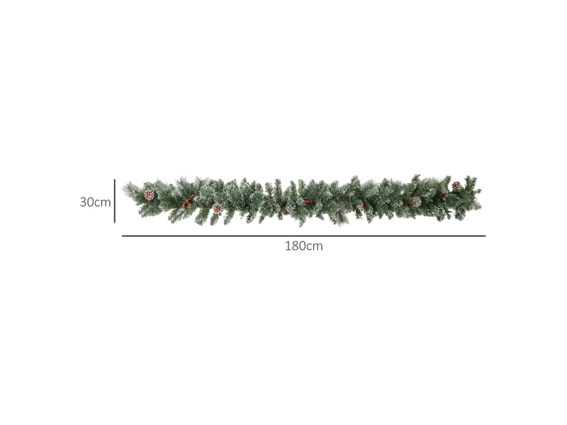  Guirlande de noël artificielle lumineuse de 1,8 m avec pommes de pin, grappes de baies, 50 lumières led et minuterie  - Conforama E