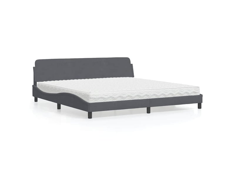  Lit avec matelas dover gris foncé 200x200 cm velours  - Conforama B