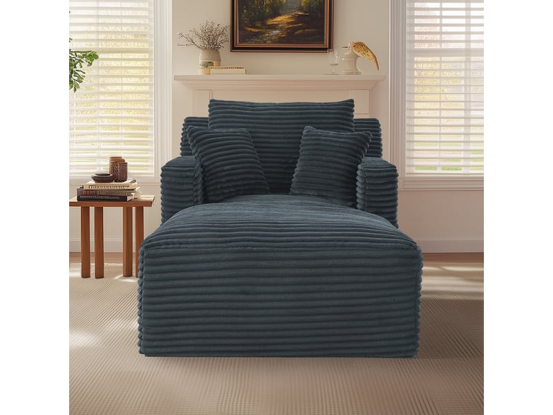  Méridienne moderne gris foncé en velours côtelé - canapé salon compact avec confort relaxe et design élégant  - Conforama B