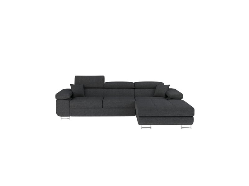  Canapé d'angle convertible amanda gris foncé en tissu structuré avec coffre  - Conforama A