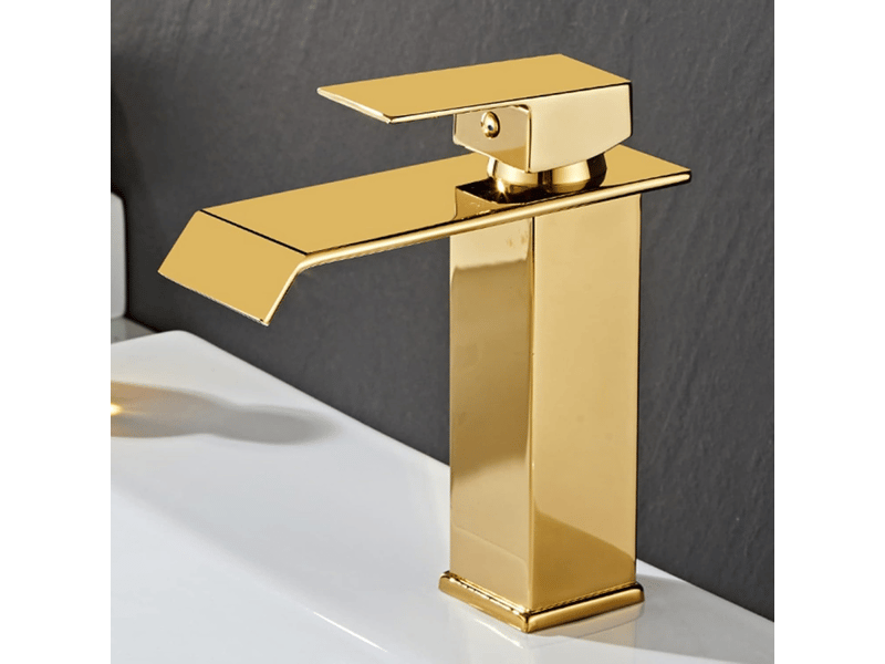  (doré, court)robinet mitigeur de cuisine cascade pour salle de bain en acier inoxydable, mitigeur de lavabo à poignée unique  - Conforama A