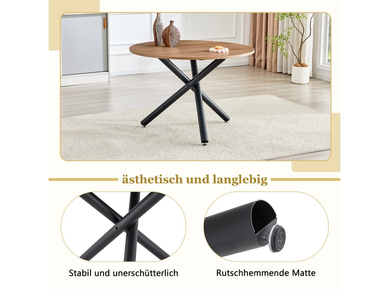  Table d'appoint ronde 110 x 110 cm en mdf et métal noir  - Conforama D