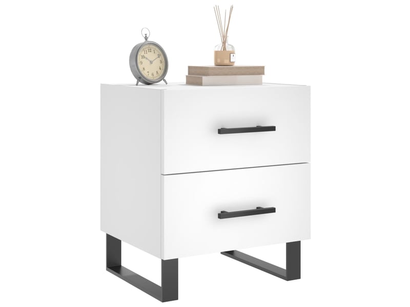  Tables de chevet 2 pièces blanc 40x35x47,5 cm bois d’ingénierie  - Conforama C