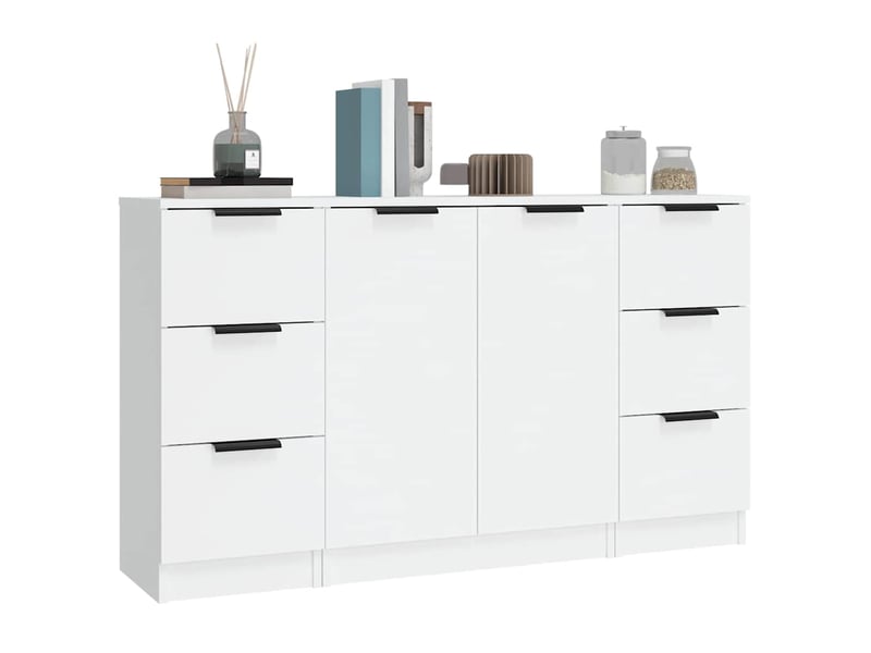  Buffets 3 pcs - bahut - meuble de rangement blanc bois d'ingénierie  - Conforama D