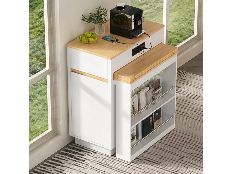  Îlot de cuisine 80,5x58x94 cm extensible mdf blanc  - Conforama C