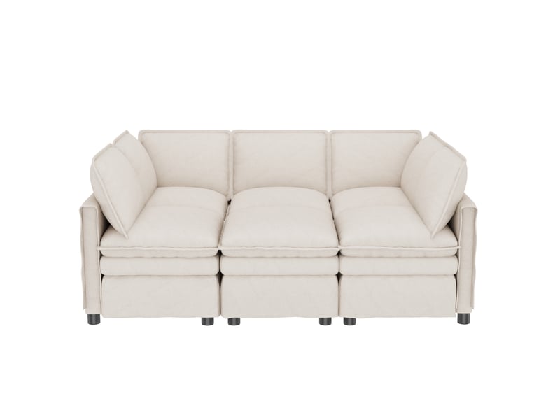 Canapé modulable 6 places en tissu chenille beige 344 x 127 x 91 cm N653P507B - Conforama B