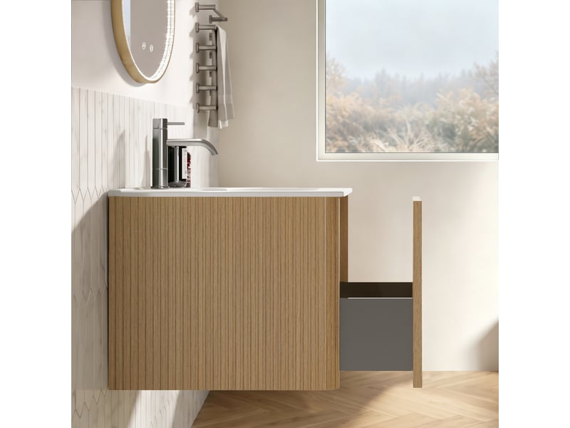 Ensemble meuble salle de bain avec miroir led - meuble vasque suspendu 60 cm antibuée - Conforama W