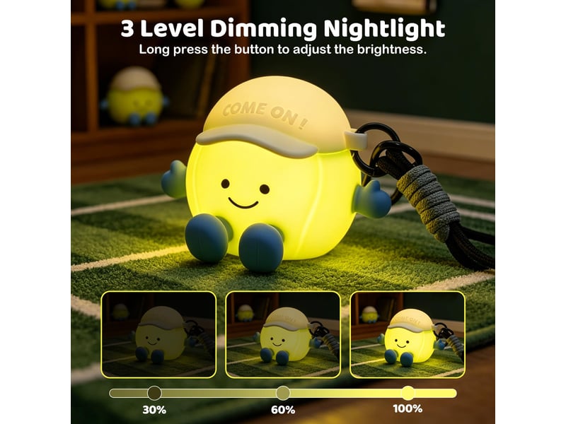 Veilleuse led ballon de tennis pour enfants, lampe rgb à 7 couleurs, rechargeable usb, tactile et à intensité réglable - Conforama D