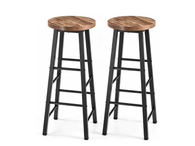  Lot de 2 tabourets de bar 71 cm, noir et vintage – assise mdf, structure métal, style industriel  - Conforama A