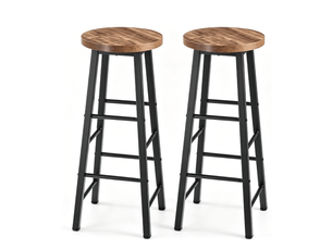 Lot de 2 tabourets de bar 71 cm, noir et vintage – assise mdf, structure métal, style industriel