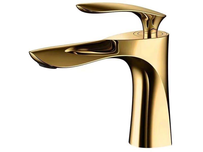  Robinet de lavabo pour salle de bain mitigeur en laiton fini or chrome doré mitigeur avec lavabo - doré  - Conforama A