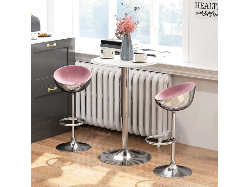 Table de bar table bistro mange-debout hauteur réglable 67-93 cm ø 63 cm plateau pivotant 360° métal blanc  - Conforama D