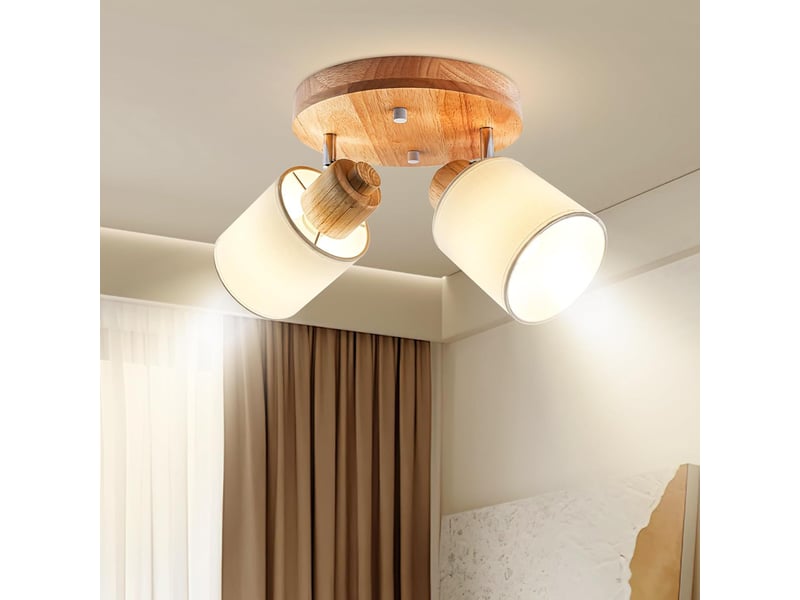  Plafonnier en bois 2 spots – spot de plafond orientable led, base e14  - Conforama C