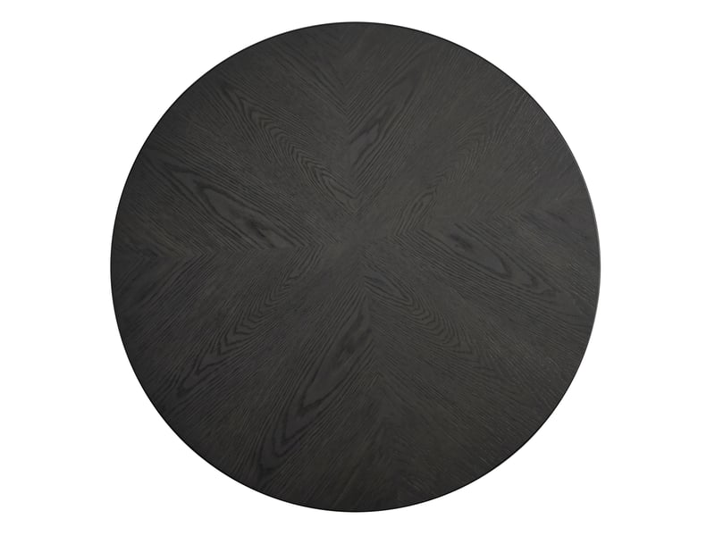  Table basse ronde 78 cm – noir – plateau épais 8 cm, motif parquet et base cannelée moderne pour salon  - Conforama E