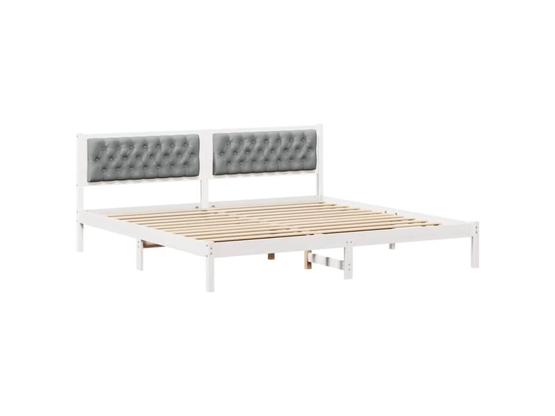 Lit double- lit adulte - cadre de lit gris clair 200 x 200 cm pin massif - Conforama A